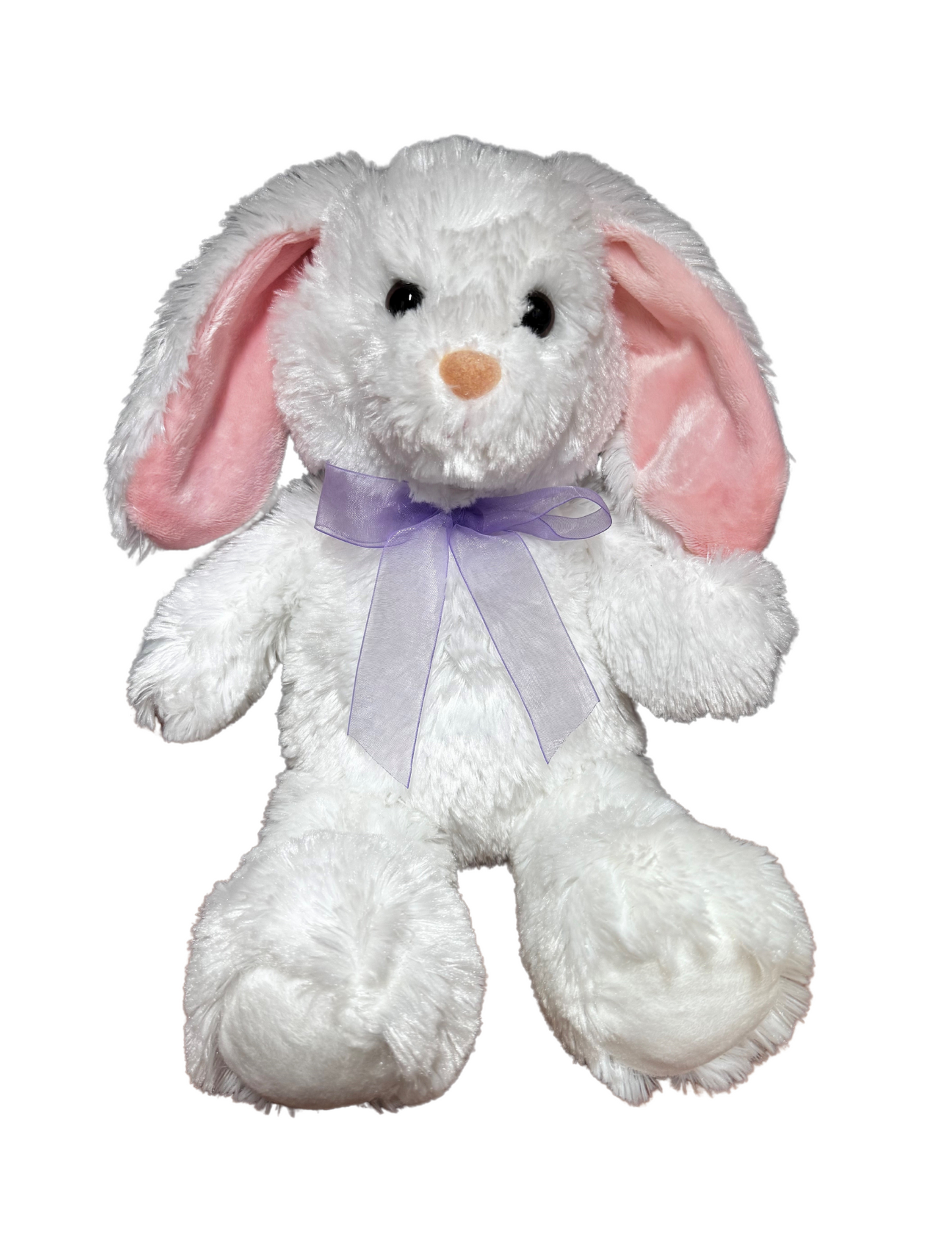 Spring Promo Bunny White w/purple ribbon 14.5"