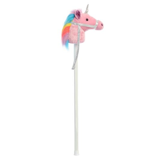 Stick Unicorn-Pink with Rainbow Mane 37"