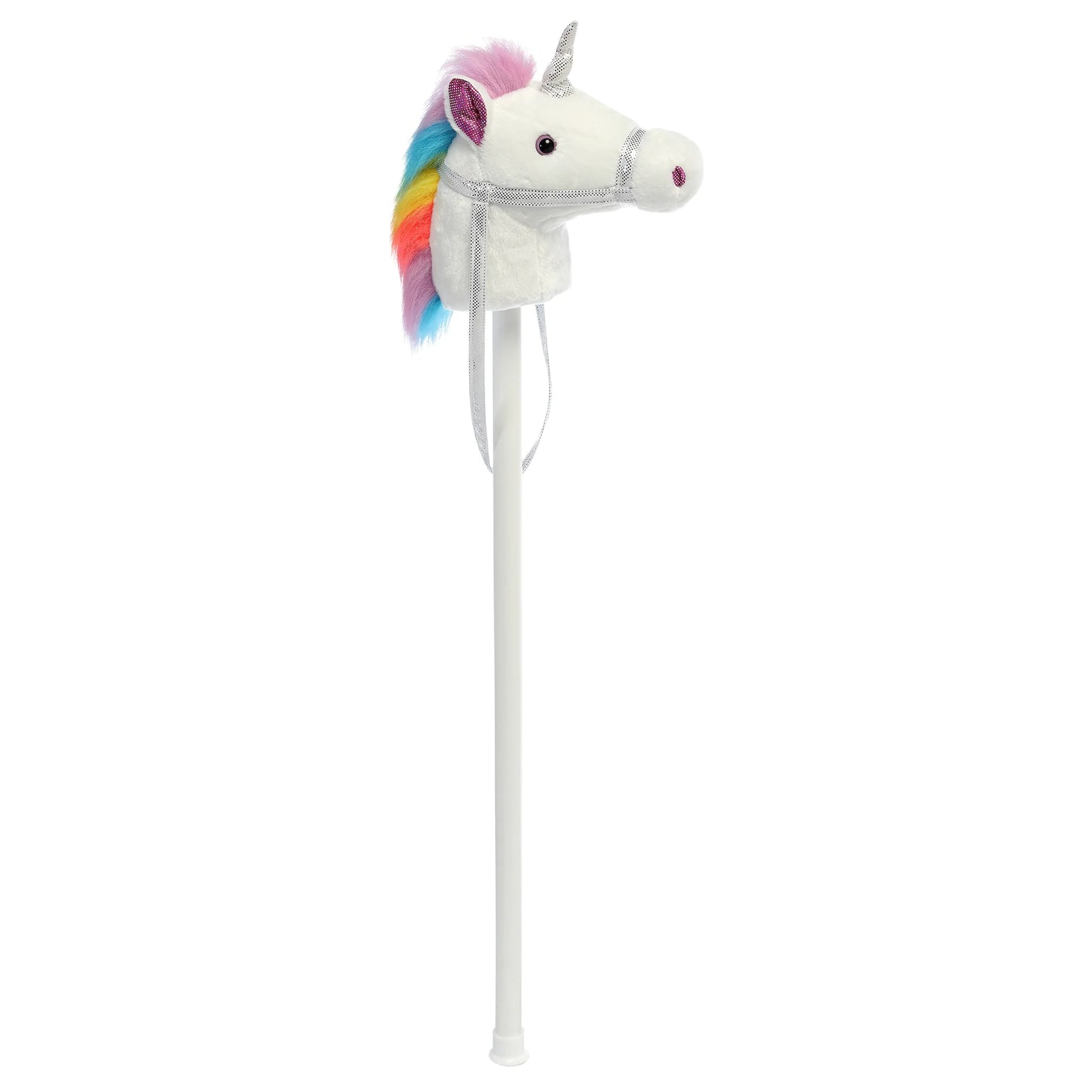 Stick Unicorn-White with Rainbow Mane 37"